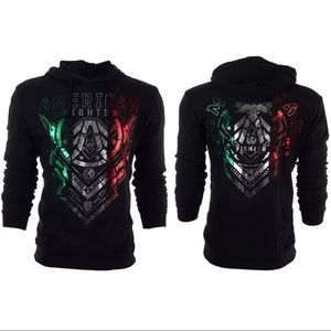 American fighter Men's Hoodie KENDLETON Premium Heavyweight MMA Black Biker